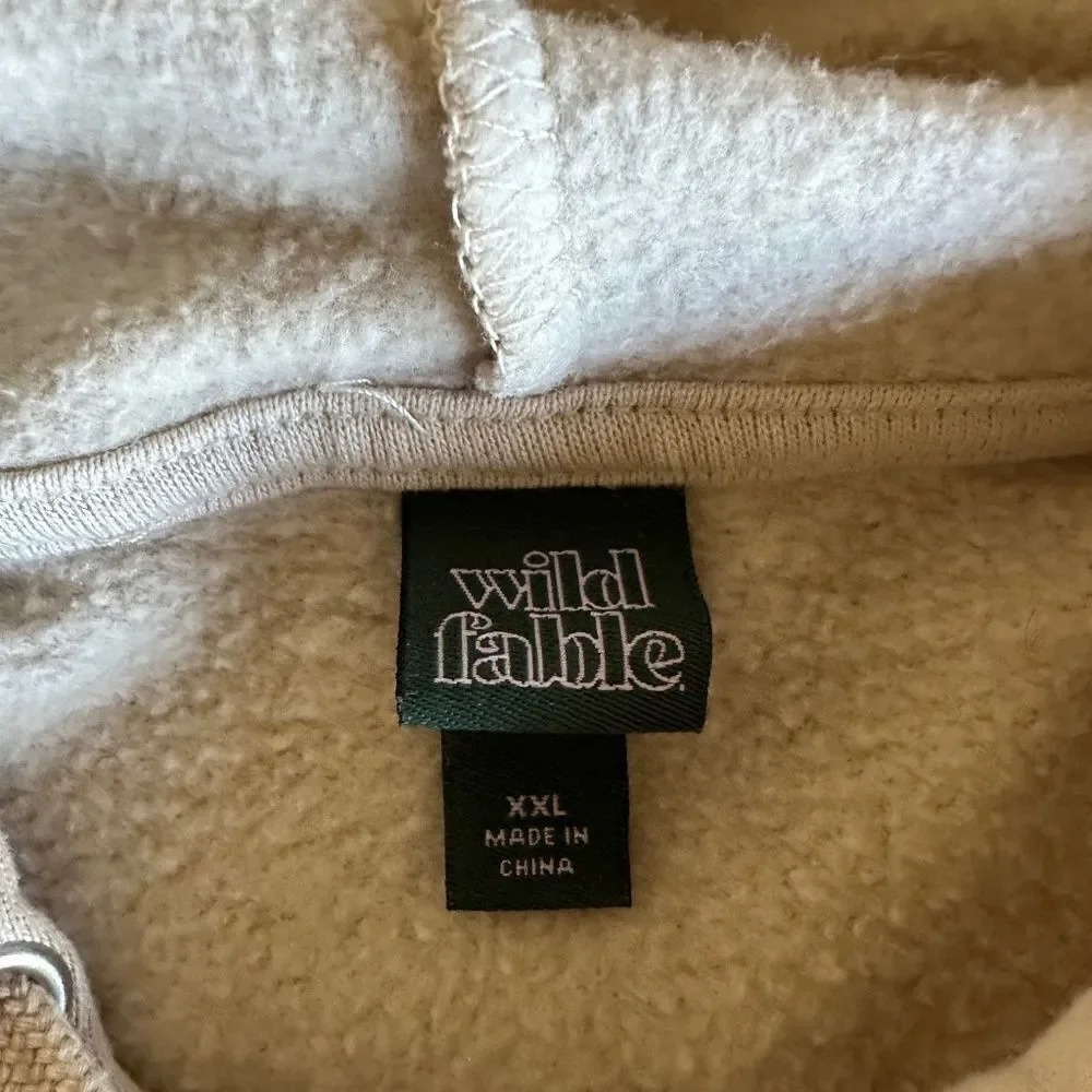 Wild Fable Cropped Hooded Sweatshirt Wheat Quilted Detail Size XXL - Picture 5 of 6